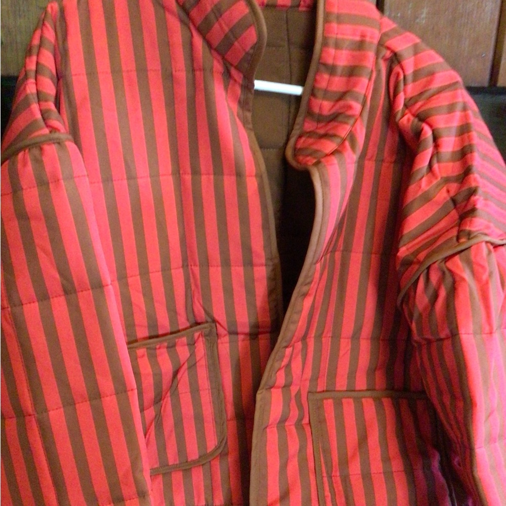 2 left♥️♥️♥️Boho rusty red and cocoa Striped Quilted Jacket - Picture 2 of 8